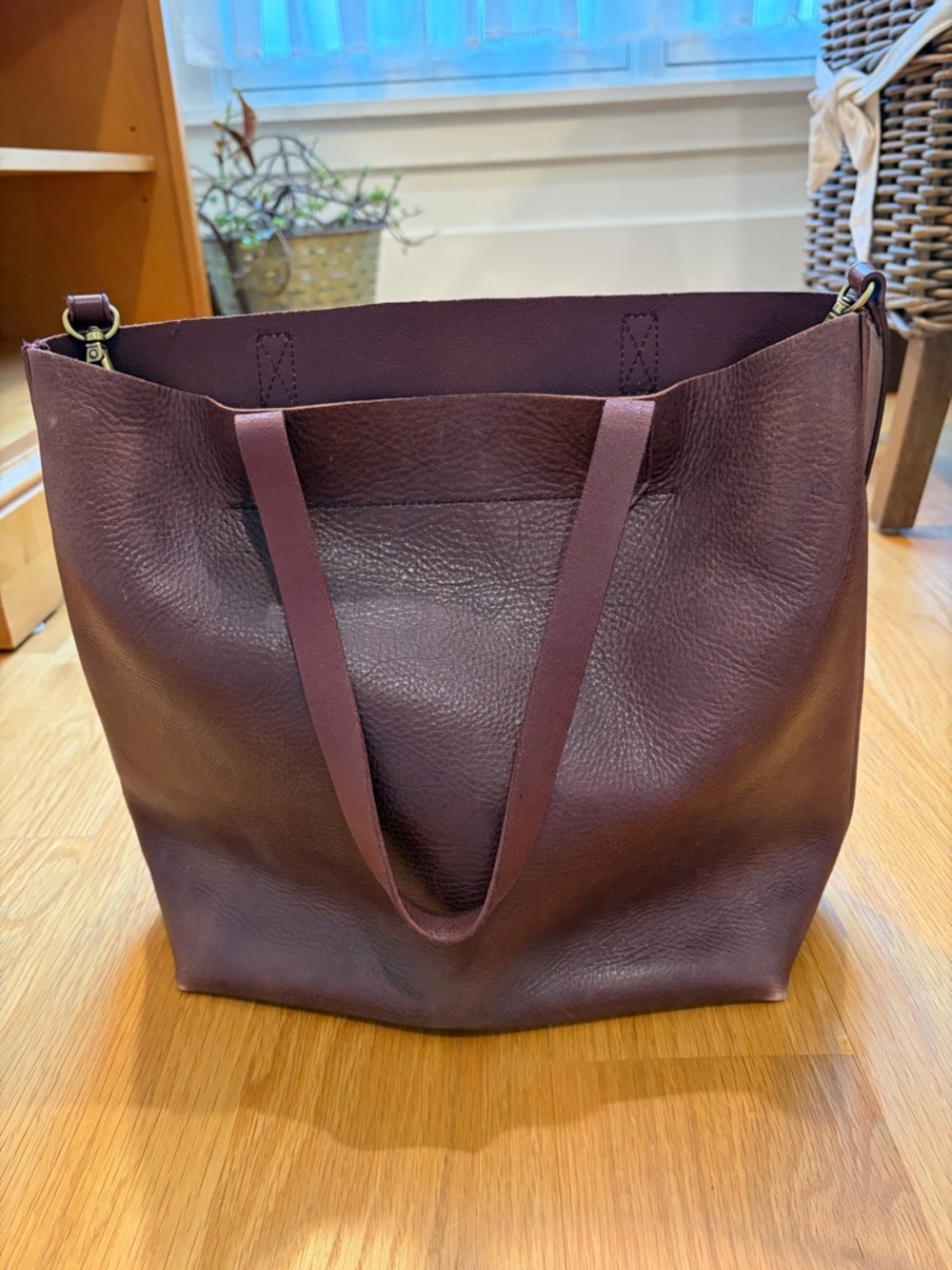 Madewell Transport tote, burgundy 100% leather - Picture 3 of 6